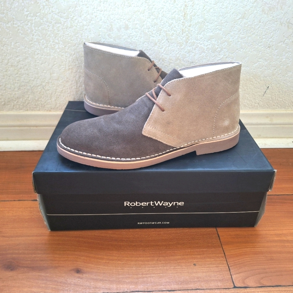 👞Robert Wayne Two-Tone Suede Chukka Boots | Mocha & Sand Colorblock Desert Boot